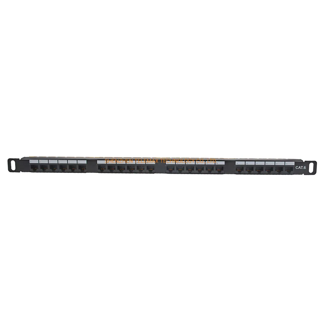 0.5u 19 Inch 24 Port CAT6/6A/Cat. 5e UTP Patch Panel 50u′ ′ Golden Plated with Back Bar